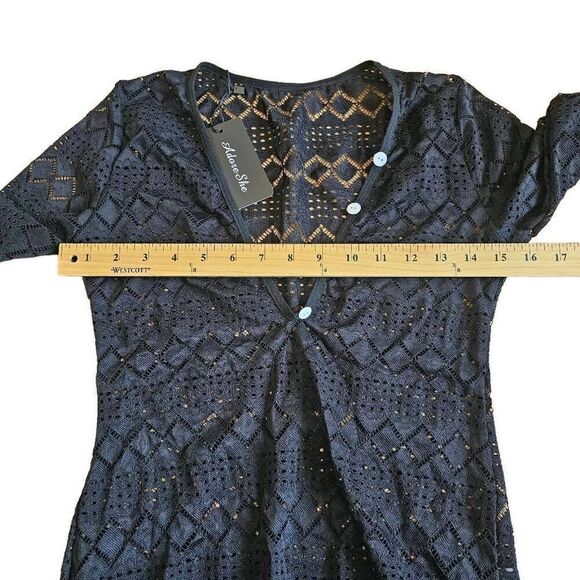 Adore she womens Sz S black lace bodysuit top - Picture 3 of 6